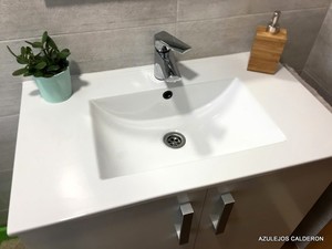 LAVABO DE 80 CM BLANCO Y MONOMANDO DE LAVABO "NEO"