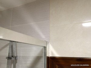 PERFIL SUPERIOR DE LA MAMPARA Y CONTRASTE DE AZULEJOS